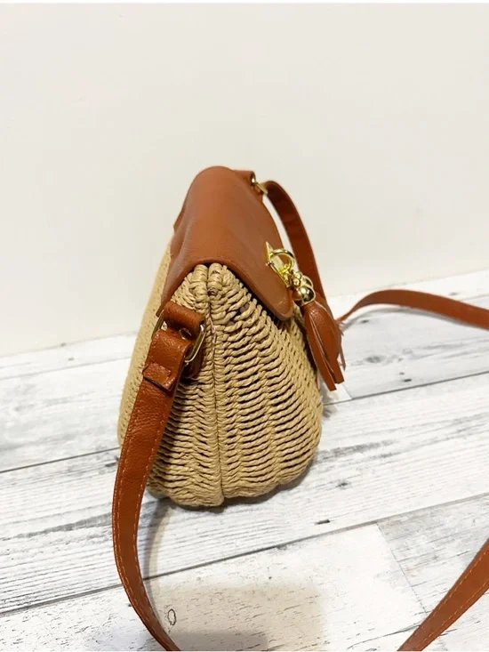 Straw Wicker Crossbody Summer Purse Tote - Picture 3 of 6